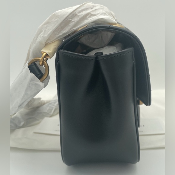 NEW! GUCCI BLACK GOLD MARMONT LEATHER CROSSBODY SHOULDER BAG PUSE AUTHENTIC - Picture 10 of 16